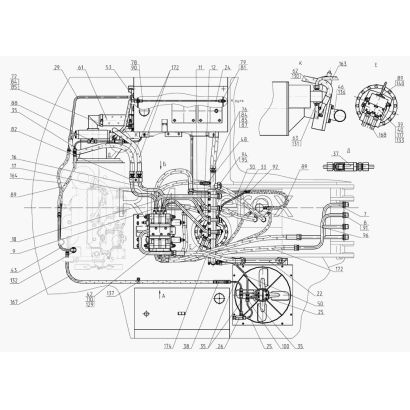 Трубопроводы на поворотной платформе (с гидравликой "Bosch-Rexroth") 318-30-80.01.000